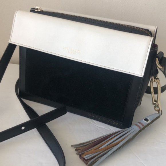 TED BAKER LONDON Colour by Numbers Glacial Leather Crossbody White Black Blue - Picture 14 of 16